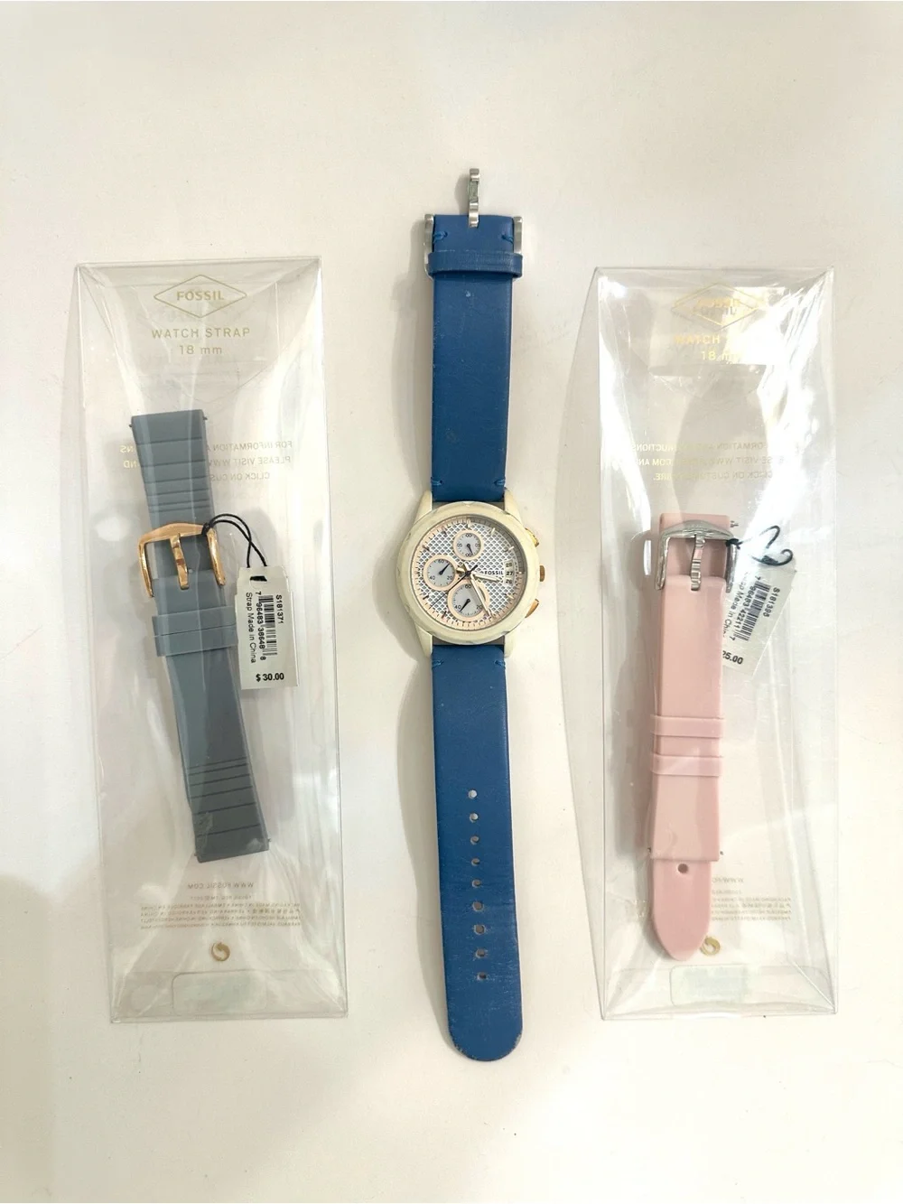 Fossil Modern Pursuit Chronograph Watch with Gold accents plus 2 New straps